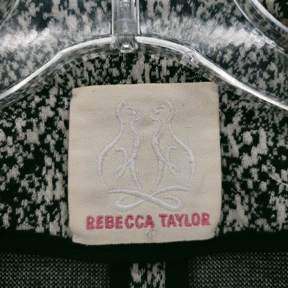 REBECCA TAYLOR Open Front Blazer Black White Snake Print Peplum Back SMALL? - Picture 8 of 10